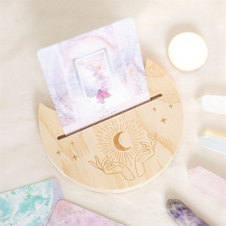 Natural Mystical Hands Crescent Moon Tarot Card Stand