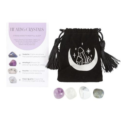 Stress Healing Crystal Set with Moon Trinket Dish