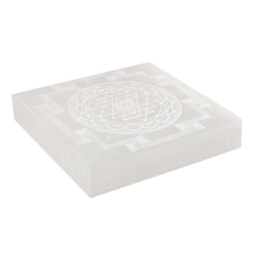 Selenite Shri Yantra Crystal Charging Plate