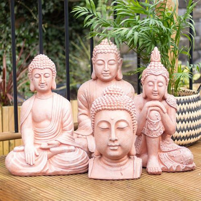 41cm Terracotta Effect Buddha Head Ornament