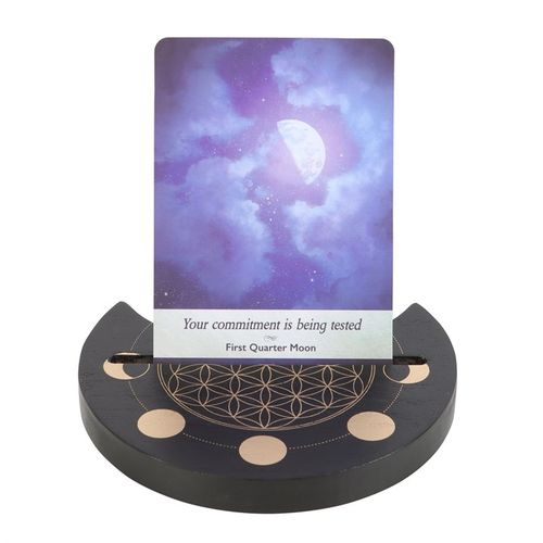 Black Flower of Life Crescent Moon Tarot Card Stand