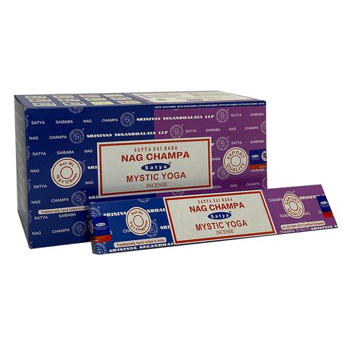 Set of 12 Packets of Combo Satya Incense - Nag Champa Mystic Yoga